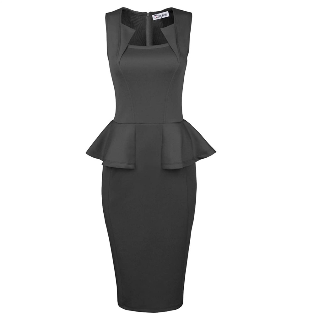 Womens Classy Sleeveless Zip-up Midi Dress
